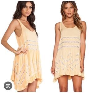 Free People Intimate Voile Lace babydoll boho dress slip nightgown Small Orange
